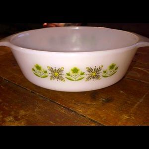 Vintage Fire King 436 Meadow Green Round Casserole Dish